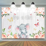 Allenjoy Pink Light Floral Its A Girl Spring Baby Shower Backdrop