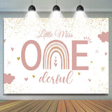 Allenjoy Pink Little Miss One Derful Glitter Birthday Backdrop