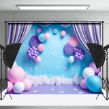 Allenjoy Pink Purple Balloon Curtain Cake Smash Backdrop