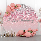 Allenjoy Pink Silver Glitter Bokeh Round Birthday Backdrop