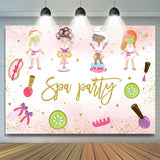 Allenjoy Pink Spa Party Happy Birthday Backdrop Girls