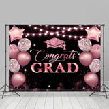 Allenjoy Pink Sparkle Balloons Congrats Graduation Backdrop