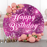 Allenjoy Pink Sparkling Sequin Bokeh Round Birthday Backdrop