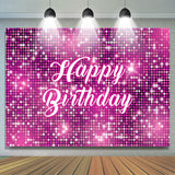 Allenjoy Pink Sparkling Sequin Dance Happy Birthday Backdrop