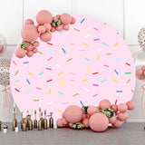 Allenjoy Pink Sweet Candy Round Birthday Backdrop Girl