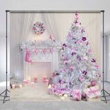 Allenjoy Pink Theme Fireplace Photography Christmas Backdrop