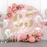 Allenjoy Pink White Balloon Glitter Birthday Circle Backdrop