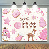 Allenjoy Pink White Christmas Sweet One Birthday Backdrop