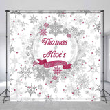 Allenjoy Pink White Snowflake Custom Baby Shower Backdrop