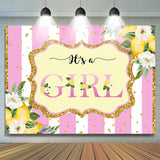 Allenjoy Pink White Stripes Glitter Its A Girl Baby Shower Backdrop