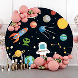 Allenjoy Planet Astronaut Space Theme Circle Backdrop Cover