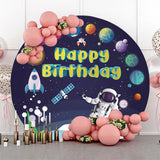 Allenjoy Planet Satellite Rocket Astronaut Boy Round Backdrop