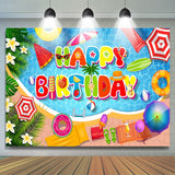 Allenjoy Plumeria Cute Summer Things Pool Birthday Backdrop