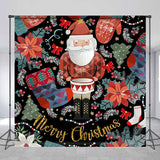 Allenjoy Poinsettia Santa Claus Merry Christmas Backdrop