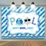 Allenjoy Pool Blue Stripe Glitter Snowflake Birthday Backdrop