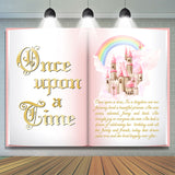 Allenjoy Princess Castle Pink Book Birthday Backdrop Girl