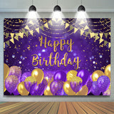 Allenjoy Pueple Gold Bokeh Glitter Balloons Birthday Backdrop