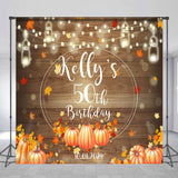 Allenjoy Pumpkin Bokeh Wooden Autumn Custom Birthday Backdrop