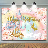 Allenjoy Pumpkin Carriage Fairy Floral Birthday Backdrop