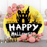 Allenjoy Pumpkin Castle Yellow Light Halloween Circle Backdrop