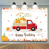 Allenjoy Pumpkins And Leaves Autumn Happy Birthday Backdrop