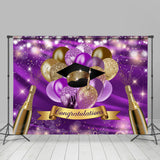 Allenjoy Purple And Gold Bokeh Glitter Congratulations Backdrop