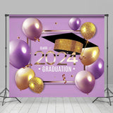 Allenjoy Purple Balloons Class Of Glitter Graduation Backdrop