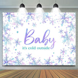 Allenjoy Purple Blue Gradient Snowflake Baby Shower Backdrop