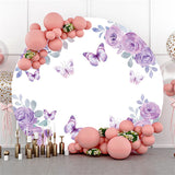 Allenjoy Purple Butterflies Are Flying Birthday Circle Backdrop