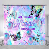 Allenjoy Purple Butterfly Balloon Custom Birthday Backdrop