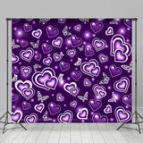 Allenjoy Purple Butterfly Hearts Starlight Party Backdrop