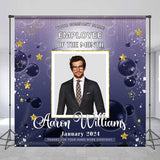 Allenjoy Purple Circle Star Custom Photo Birthday Backdrop