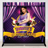 Allenjoy Purple Curtain Beer Custom Photo Birthday Backdrop