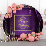 Allenjoy Purple Curtain Elegance Round Birthday Backdrop