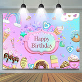 Allenjoy Purple Dessert Rainbow Themed Birthday Backdrop