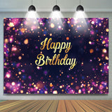 Allenjoy Purple Dots Bokeh Gold Letter Birthday Backdrop