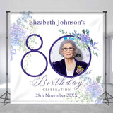 Allenjoy Purple Flower Custom Photo Name Birthday Backdrop