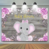 Allenjoy Purple Flowers Baby Elephants Baby Shower Background