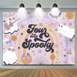 Allenjoy Purple Four Spooky Halloween 4Th Birthday Backdrop