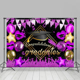 Allenjoy Purple Glitter Ballons And Flags Graduates Backdrop