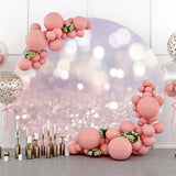 Allenjoy Purple Glitter Bokeh Round Happy Birthday Backdrop