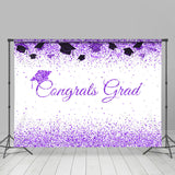 Allenjoy Purple Glitter Congrats Theme Graduation Backdrop