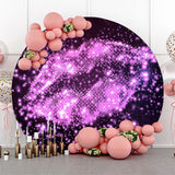 Allenjoy Purple Glitter Lip Prints Birthday Round Backdrop