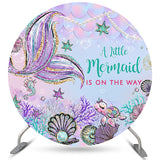 Allenjoy Purple Glitter Little Mermaid Happy Birthday Backdrop