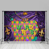 Allenjoy Purple Glitter Masquerade Mardi Gras Backdrop