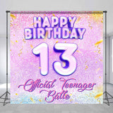 Allenjoy Purple Glitter Ribbon Custom 13Th Birthday Backdrop