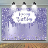 Allenjoy Purple Glitter Simple Themed Happy Birthday Backdrop