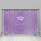 Allenjoy Purple Glitter Star Congratulation Grad Black Backdrop