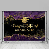 Allenjoy Purple Gold Marble Texture Backdrop Graduation