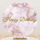 Allenjoy Purple Marble Textured Round Gold Birthday Backdrop